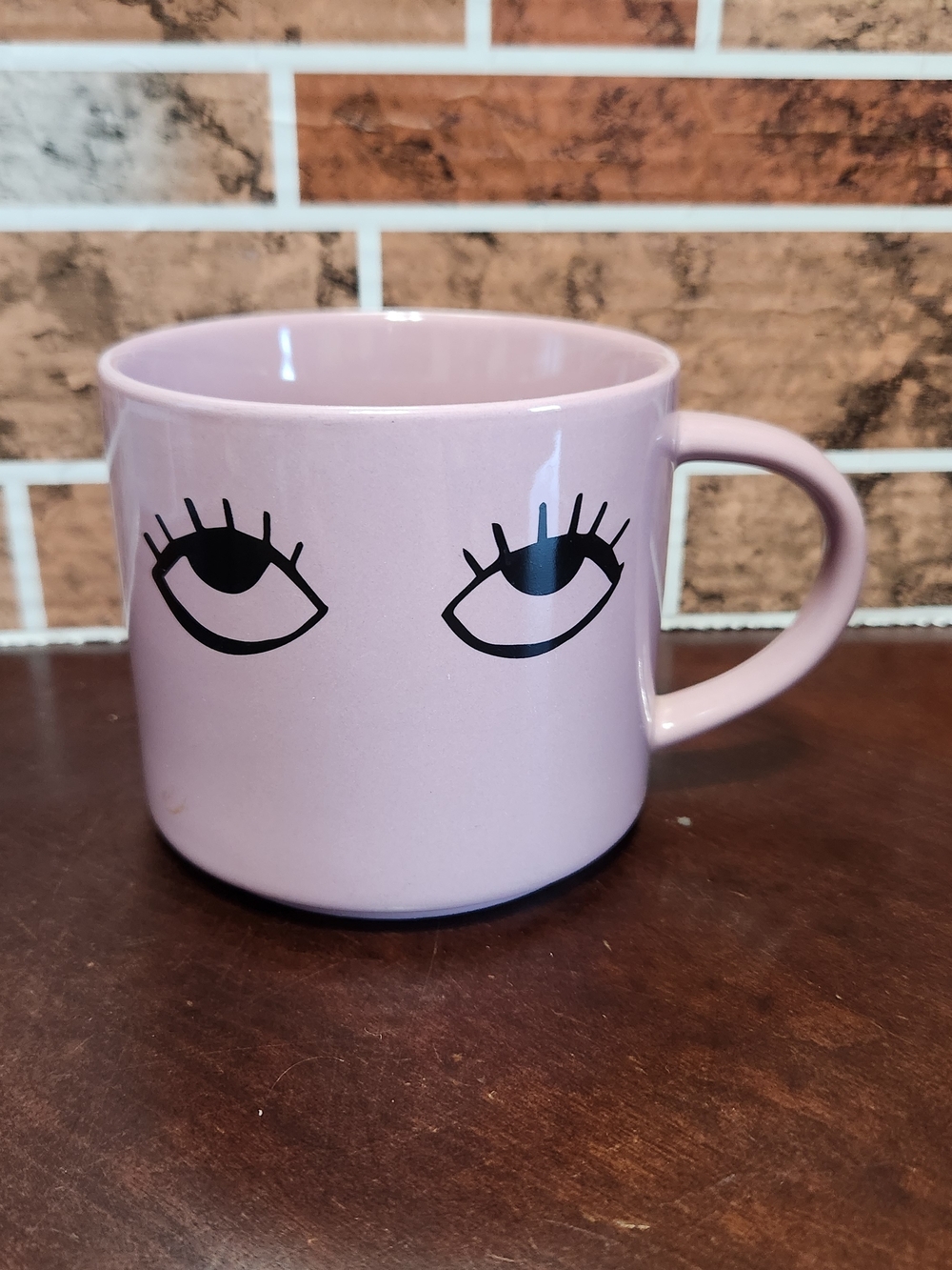 Room Essentials Pink Ceramic Mug with Eyelash Graphic